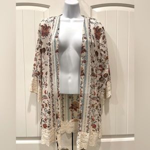 Sheer cover with lace trim